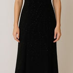 VTG B’zar Black Beaded Mesh Maxi Dress 8 Formal Evening Holiday Photo 0