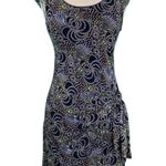 Studio M Black Floral Print Side Tie Casual Fully Lined Mesh Dress Photo 0