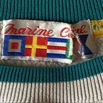 Vintage Marine Club Striped Crew Neck Sweatshirt Faded White Teal Size Large Photo 10