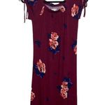 Maurice's Dark Red Rosy Floral Print Off The Shoulder Shift Dress Photo 1