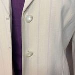 Sharagano VINTAGE ATELIER Beige w/ Purple Pinstripe Skirt Suit, Size 8 Photo 3