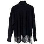 Carmen Marc Valvo Women’s Size S Black Turtleneck Fringe Hem Sweater Photo 2