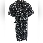 Calvin Klein  short sleeve wrap shirt dress black white patterned Midi Business Photo 1