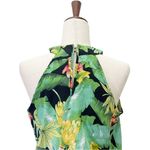 Nicole Miller NWT Tropical Palm Floral Print Halter Top Black Green Size XS NEW Photo 5