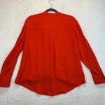ALC Frank A.L.C. Red Silk Blouse Long Sleeve Wrap Front Top Size 10 READ Photo 12
