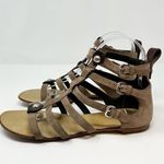 Giuseppe Zanotti Short Ankle Strappy Gladiator Flat Cage Sandals Taupe Tan EU 37 Photo 4
