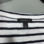 Talbots Women's Black & White Stripe Beaded Top - Size Large - Coastal Nautical Photo 4