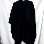 Avenue  OSFM WOMENS BLACK GOLD METALLIC THREADS OPEN FRONT WRAP FRINGE BOTTOM EUC Photo 2