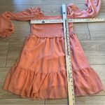 Wilfred  x Aritzia Tempest Dress Chiffon Peach Long Sleeve Smocked Mini Size M Photo 3