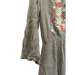 Tea N Rose Olive Green Embroidered Dress Medium Floral Bohemian Drawstring Photo 2