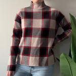 Rachel Zoe  Red and Black Plaid Turtleneck Sweater Long Sleeve Checkered Winter M Photo 0