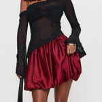 Princess Polly Gorgeous Silky Burgundy Bubble Skirt Brand New Skirt Only Photo 0