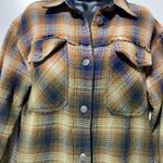 We The Free Free People Anneli Plaid Shirt Jacket Shacket Size Small Navy Tobacco Photo 6