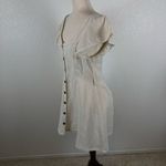 ZARA  button up ruffle sleeve linen blend *belted cream A-line mini dress S Photo 1