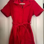 Skies Are Blue Belted Romper In Red Photo 0