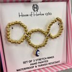 NWT ⚜️🧿⚜️ House of Harlow 1960 set of 3 Stretch Rings Gold Photo 3