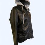 Jou Jou Leather jacket with removable grey interior Size Small Black Photo 3