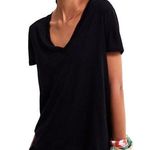 ZARA NWT ~ Lyocell Collection Black V-Neck Short Sleeve Top ~ Women's Size SMALL Photo 0