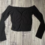 sweetheart neckline off the shoulder top Black Photo 0