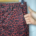 LIU JO Leopard Print Velvet Corduroy Tapered Chinos Burgundy Red/Black Sz 29 Red Photo 8