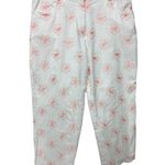 Tori Richard Honolulu High Rise Floral Pink Embroider Scallop Hem Capris Size 12 Photo 0