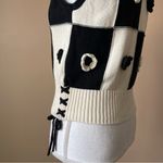 INDUSTRY REPUBLIC | Checkered Knit Floral Sleeveless Sweater Sz M Black Size M Photo 4