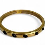 J.Crew Bangle Bracelet Shiny Gold Tone with Black Raised Cabochons Photo 1