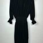 Finley Mary Jane Black Velvet Smocked Waist Ruffle Midi Dress Sz 2X Photo 1