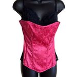 Pink & Black Fredricks of Hollywood M Lace Floral Corset Top Size M Photo 0