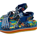 Farm Rio New! Blue Macaw Platform Sandal Photo 0