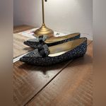 Kate Spade  Poppy Flats Black and Silver  Glitter Bow Photo 2