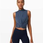 Lululemon Time to Restore Mock Neck Tank Iron Blue / White Photo 1
