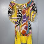 Erica Brooke Short Sleeve Vibrant Bold Yellow Multicolor Blouse 28 Photo 7