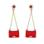 Red and Gold Drop Purse Earrings Photo 1