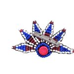 Beaded Red, White, & Blue Flower Vintage Pin/Brooch Made in Britain Red Photo 6