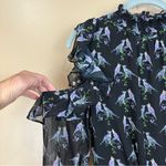 Ted Baker Hilania Love Birds Ruffle Chiffon Cold Shoulder Long Sleeve Dress 0 Photo 4