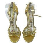 Gucci Regina Metallic Pearl Studded Bee Adorned Sandals Gold Size 38 Photo 1