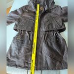 Vintage GIII Brown Genuine Leather Jacket Hooded Anorak Trench Coat Sz Small Photo 7