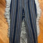 Free People  Striped Blue Linen Blend Pants Size 6 Photo 4