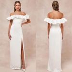Lulus Sincerely Passionate White Ruffled Off-The-Shoulder Maxi Dress Size S Photo 1