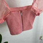 Alice + Olivia Eliana Smocked Crop Top Size XS in Pink Photo 9