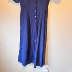 Vintage 90s Navy Blue Short Sleeve Button Down Dress Womens S Midi Casual Photo 9