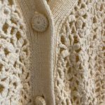 cream cotton floral crochet knit cardigan open weave cardigan Photo 5