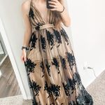 Black Nude Lace Maxi Dress Photo 3