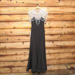 Mac Duggal  11775 Black Draped Pearl Beaded Mermaid Gown Dress Photo 4