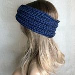 Navy Crochet Twist Ear Warmer Headband Blue Photo 2