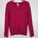 st. john's bay Pink Long Sleeve V-Neck Cable Knit Sweater NWT Size XL Photo 0