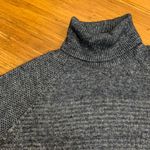 Loft Women Medium Sweater Navy Blue Turtleneck Textured Knit Cotton Blend Raglan Photo 1