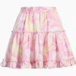 Hill House  Paz Tiered Skirt 100% Linen Pull-On Colorful Girly Size Medium NWT Photo 0