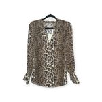 Joie new  𒀭 aso TV Tariana Long Sleeve Silk Leopard Print Top 𒀭 Light Taupe 𒀭 L Photo 6